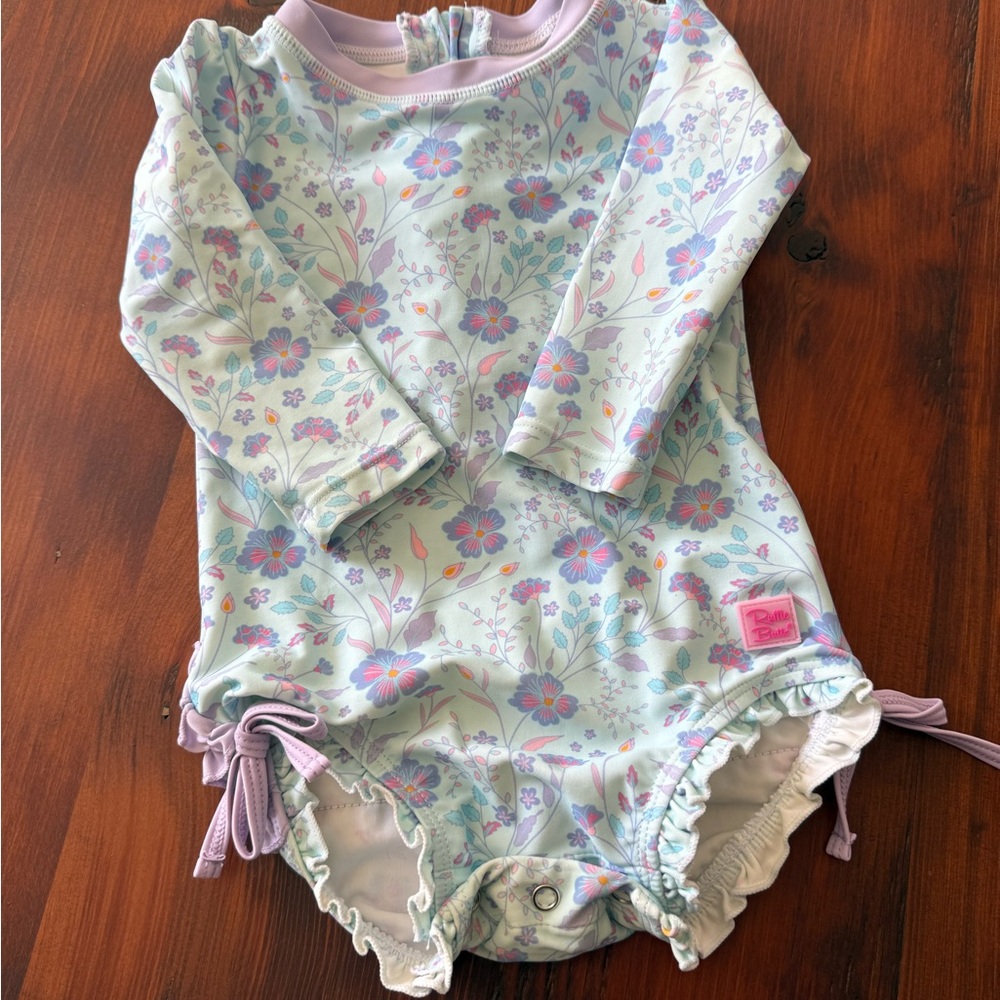 Kids Ruffle Butts Floral Long Sleeve One Piece Rash Guard